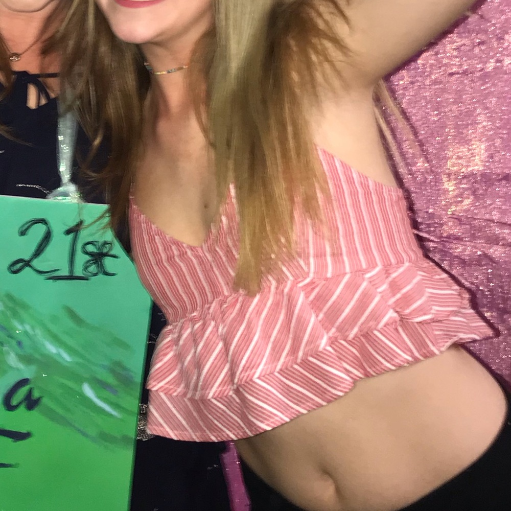 Pink Striped Forever 21 Crop Top